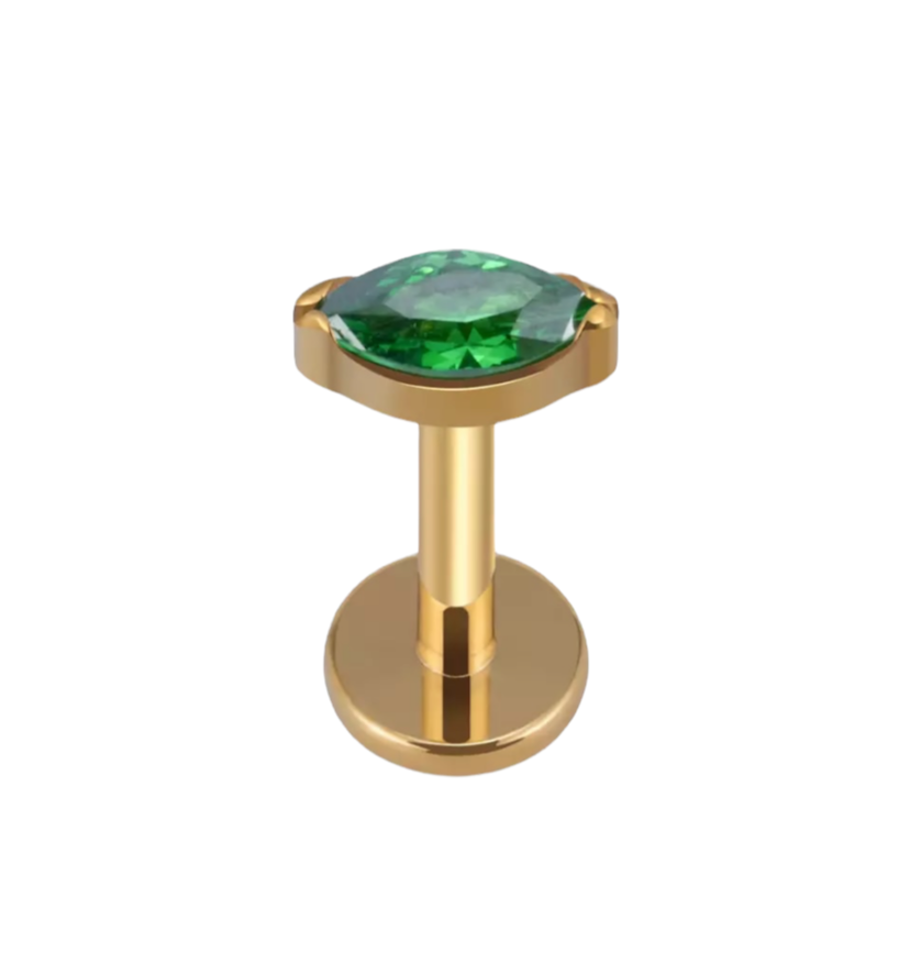 Piercing ovalo verde titanio