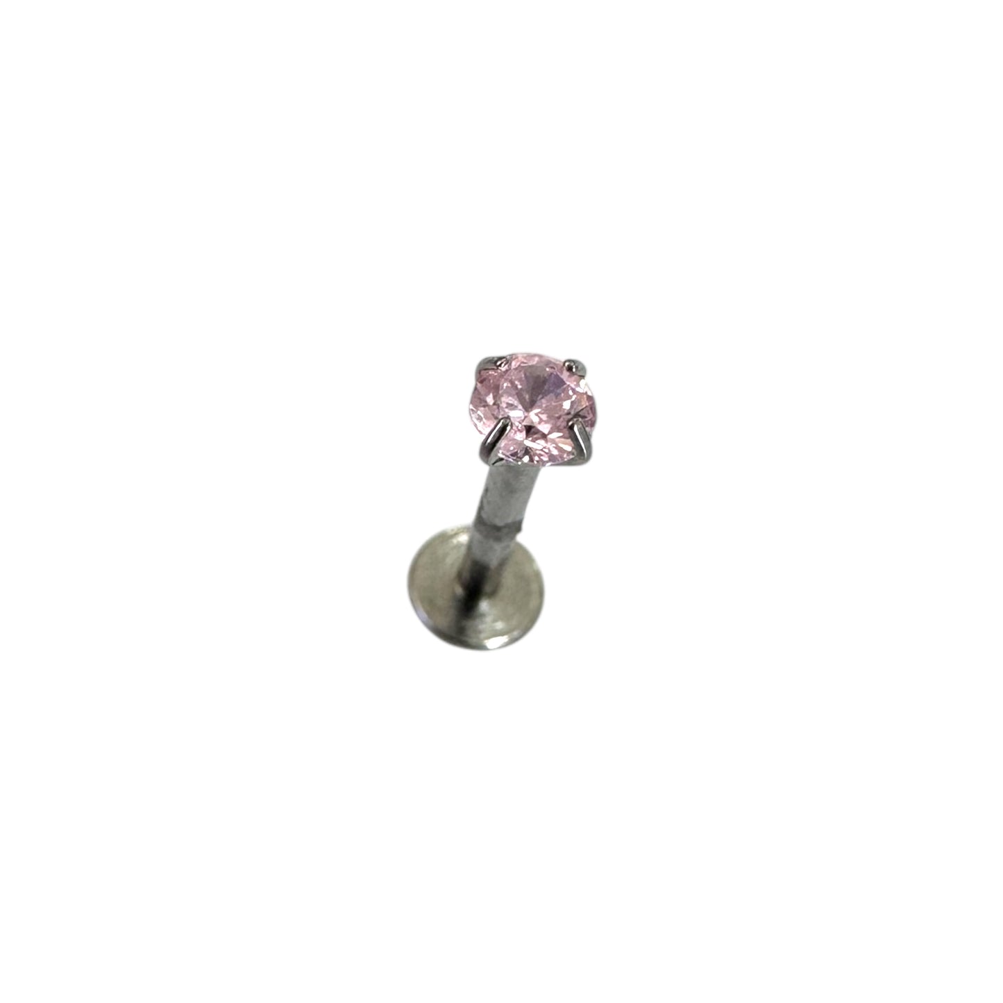 Piercing zirconia rosa plateado titanio