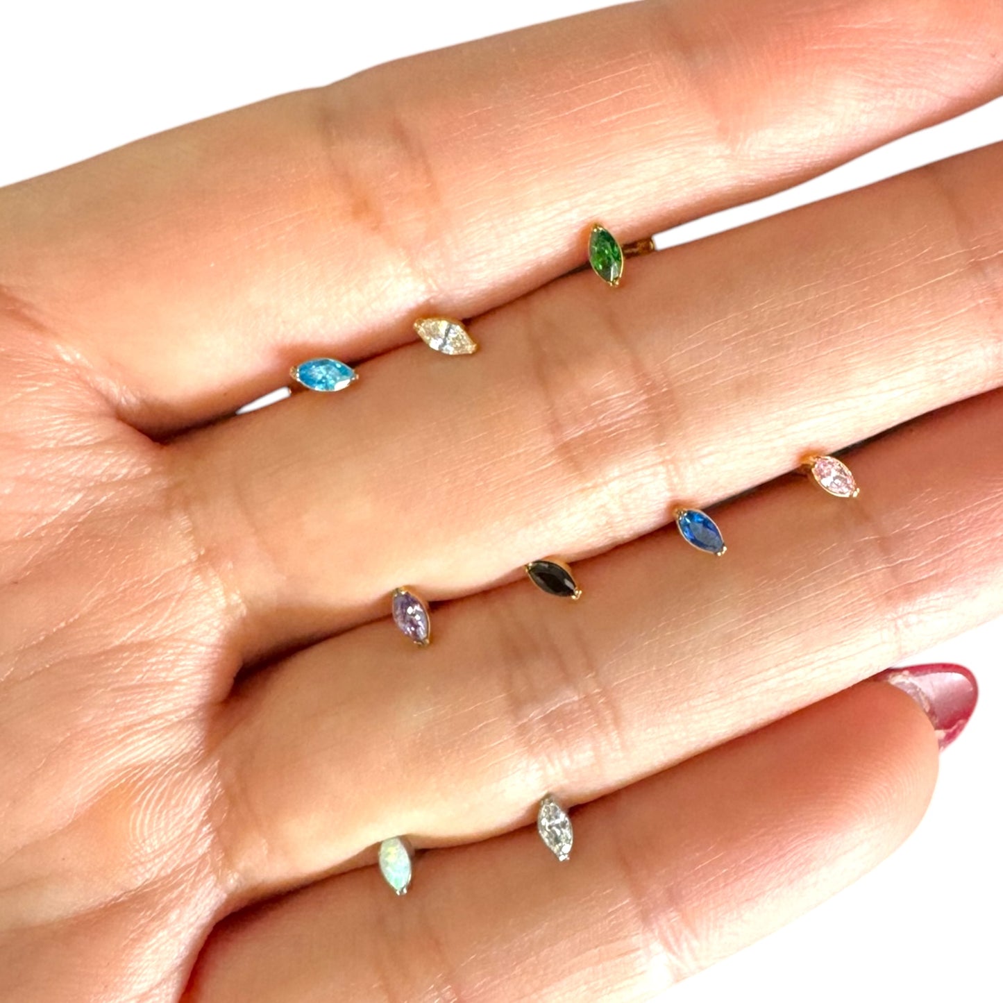 Piercing ovalo opalo plateado titanio