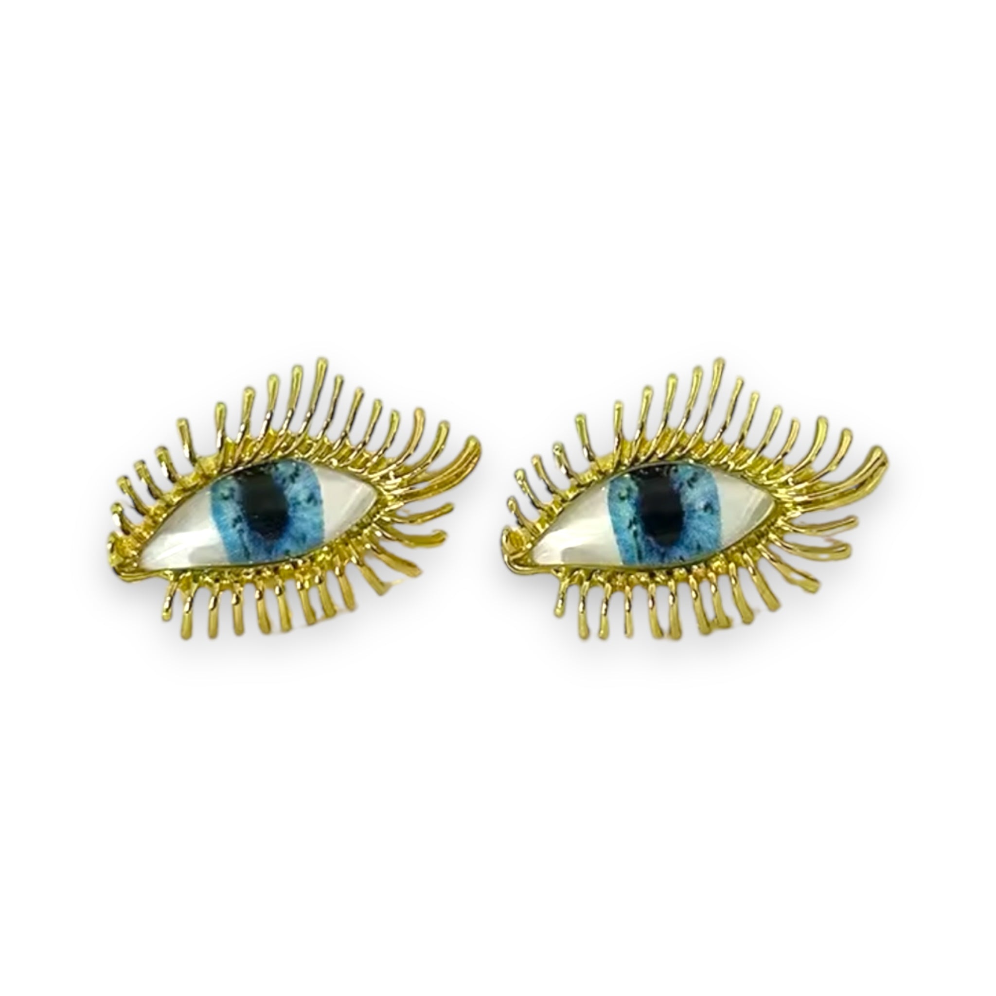 Blue eye statement earrings