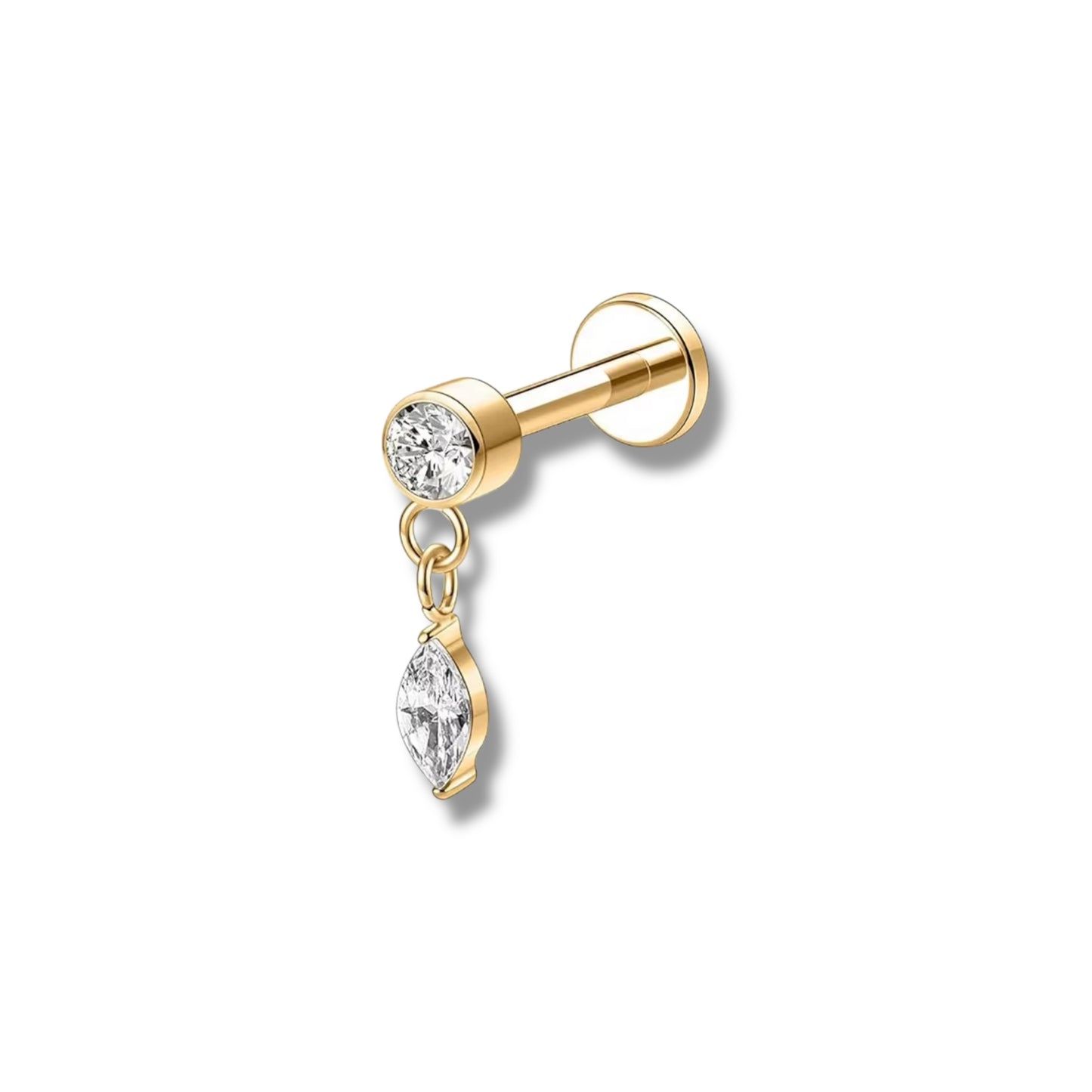 Piercing zirconia biselada y ovalo colgante titanio