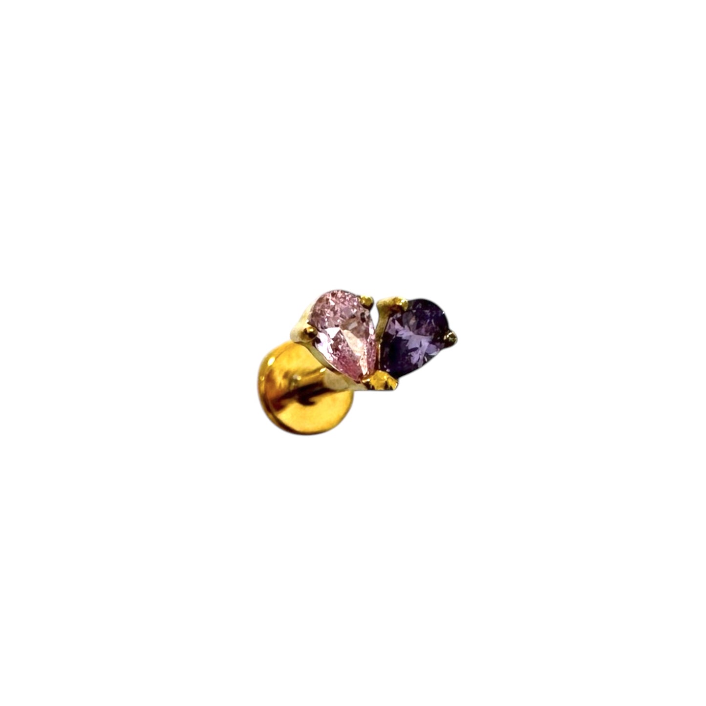 Piercing petalo rosa y morado titanio