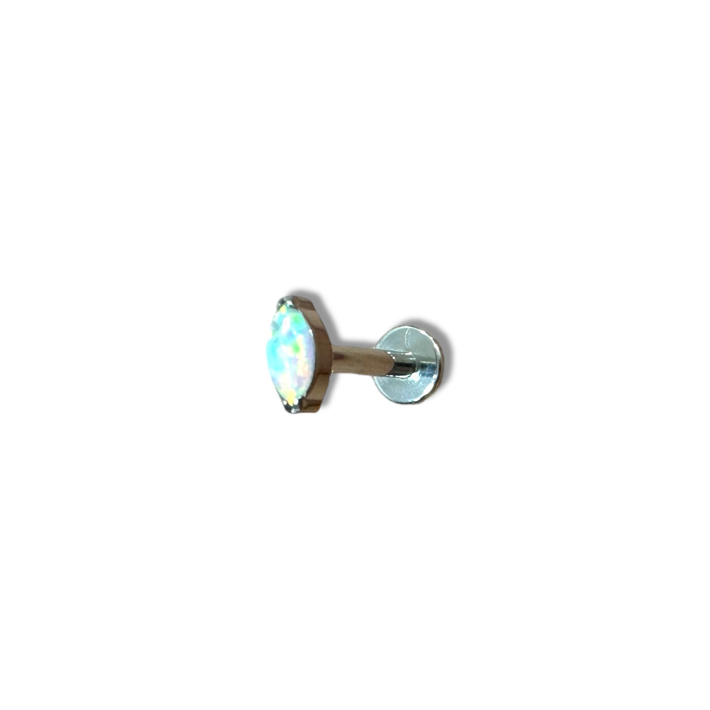 Piercing ovalo opalo plateado titanio