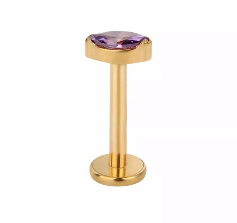Piercing ovalo morado titanio