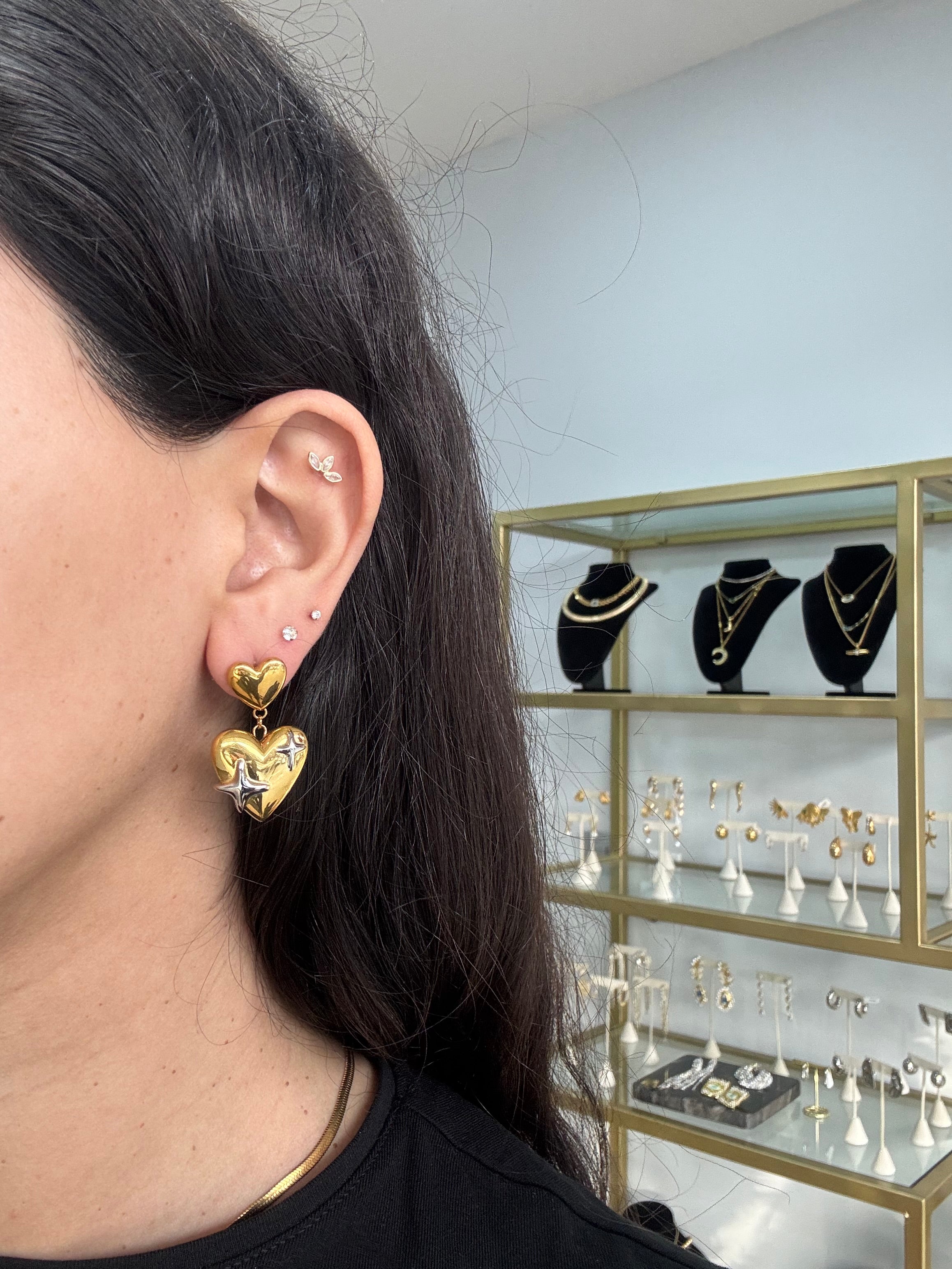Double heart earrings