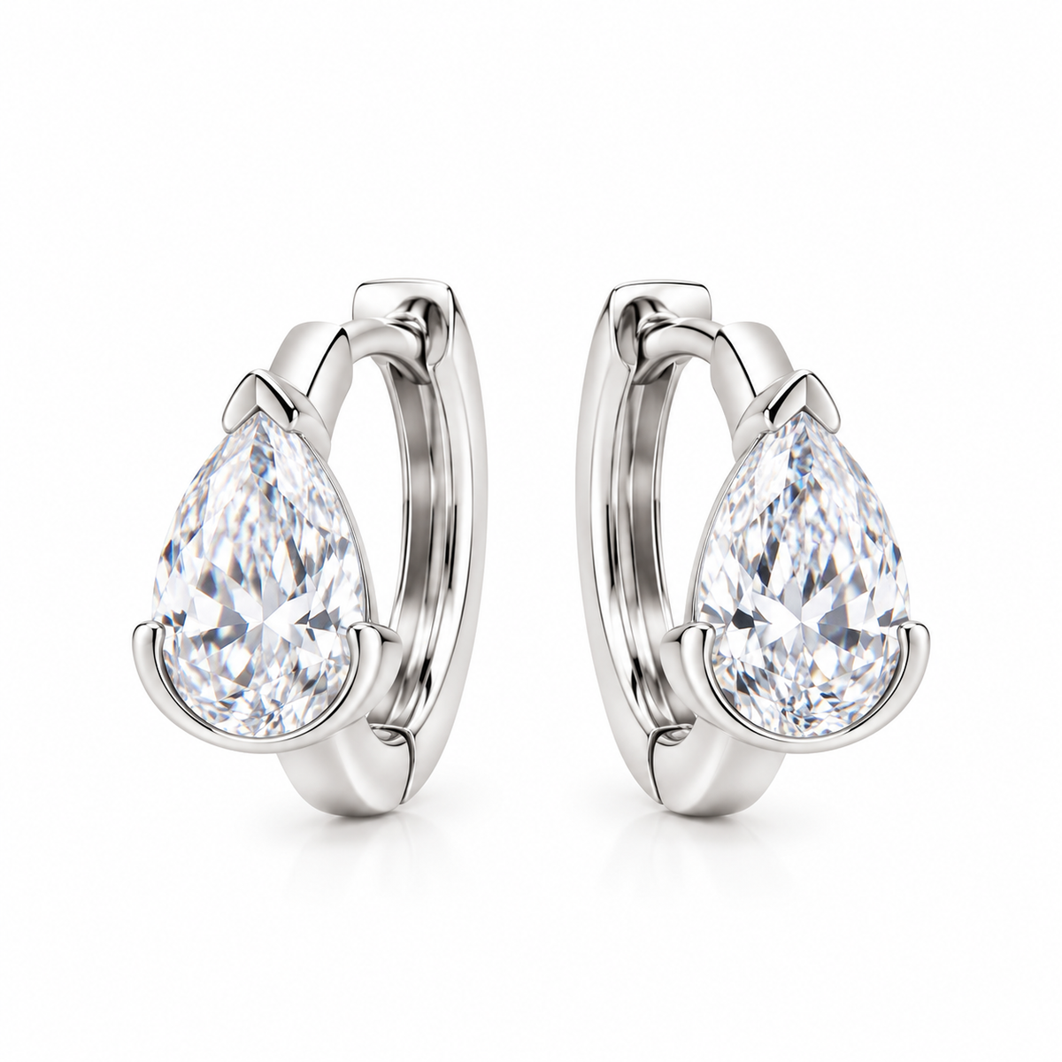 Silver white pear hoops