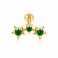 Piercing caminera estrellas verdes titanio