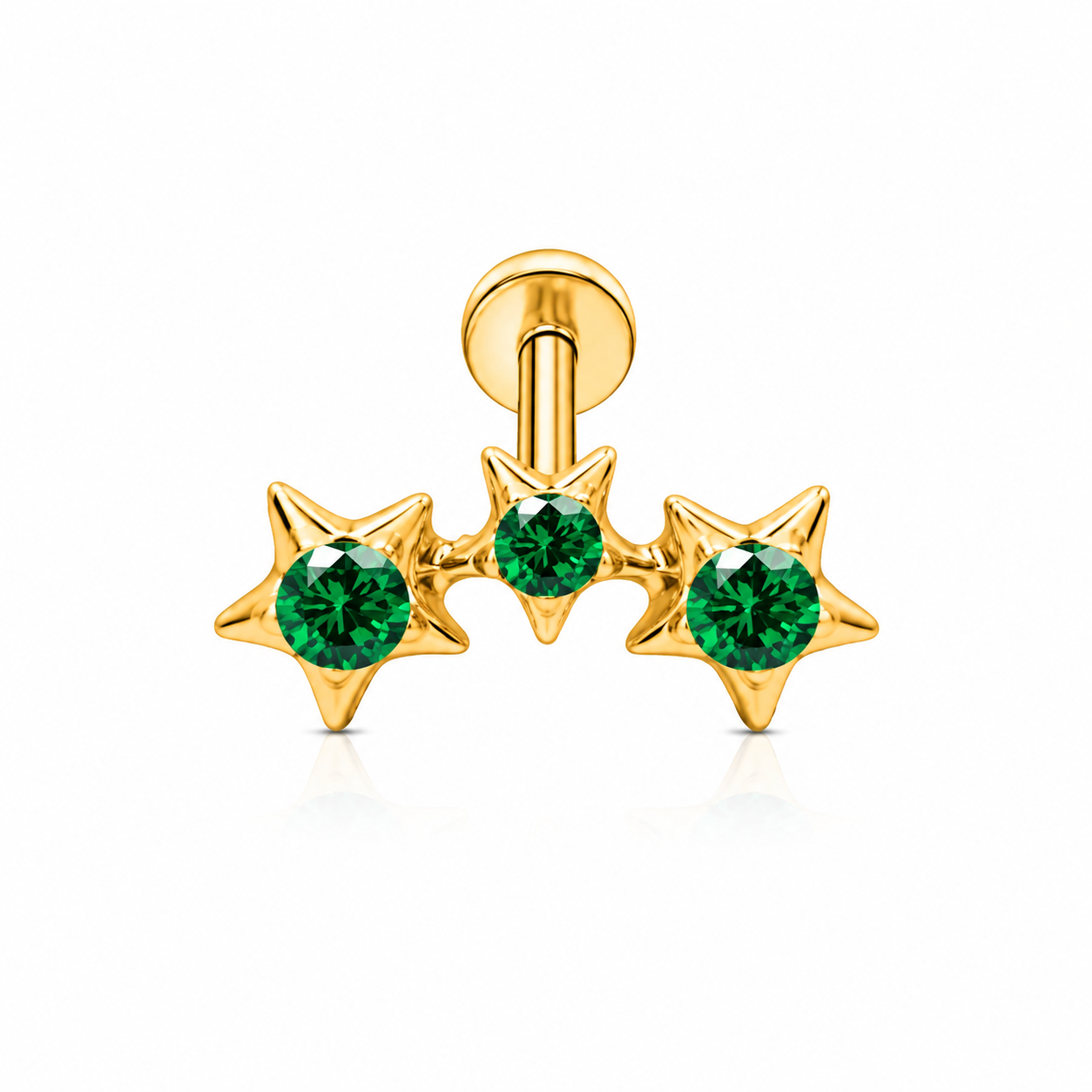 Piercing caminera estrellas verdes titanio