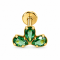 Piercing corona ovalos verdes titanio