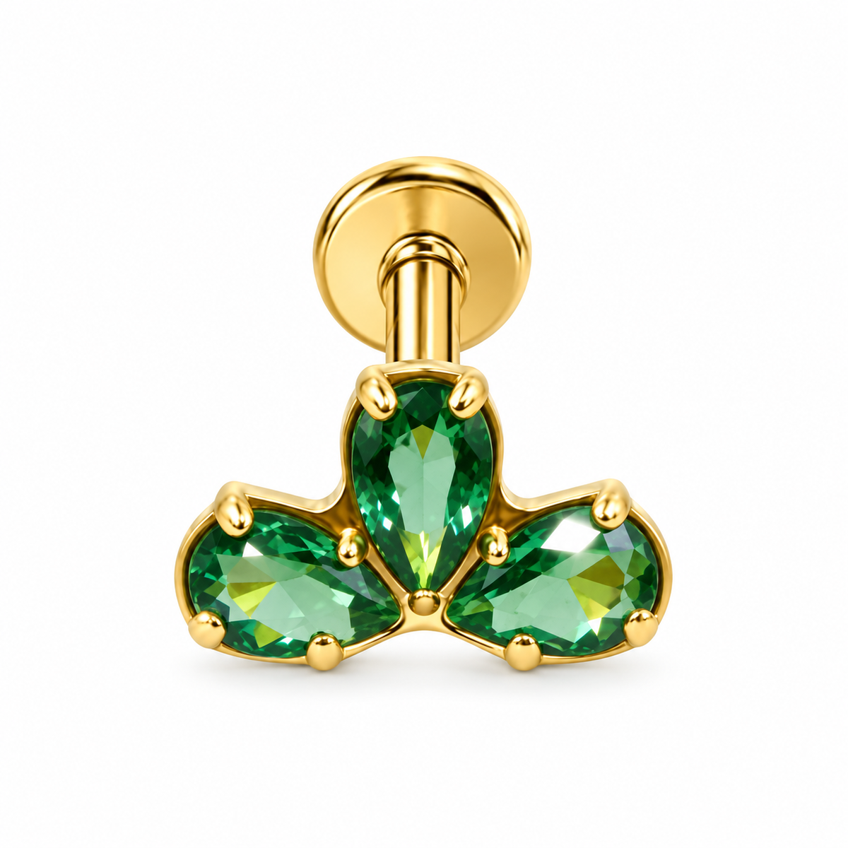 Piercing corona ovalos verdes titanio
