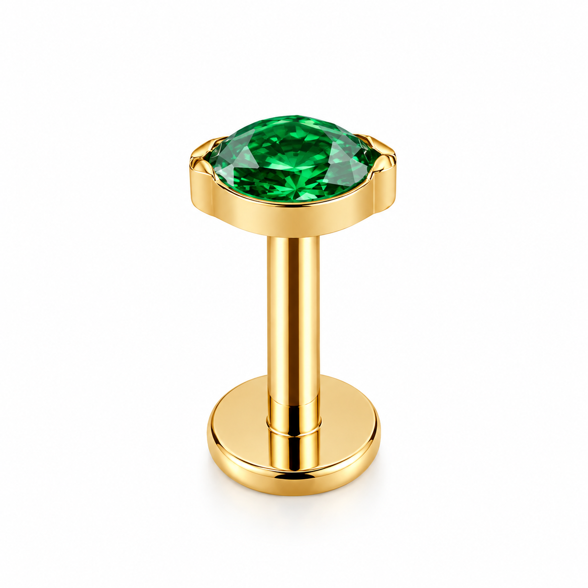 Piercing ovalo verde titanio