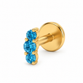 Piercing mini caminera de 3 circonias celestes titanio