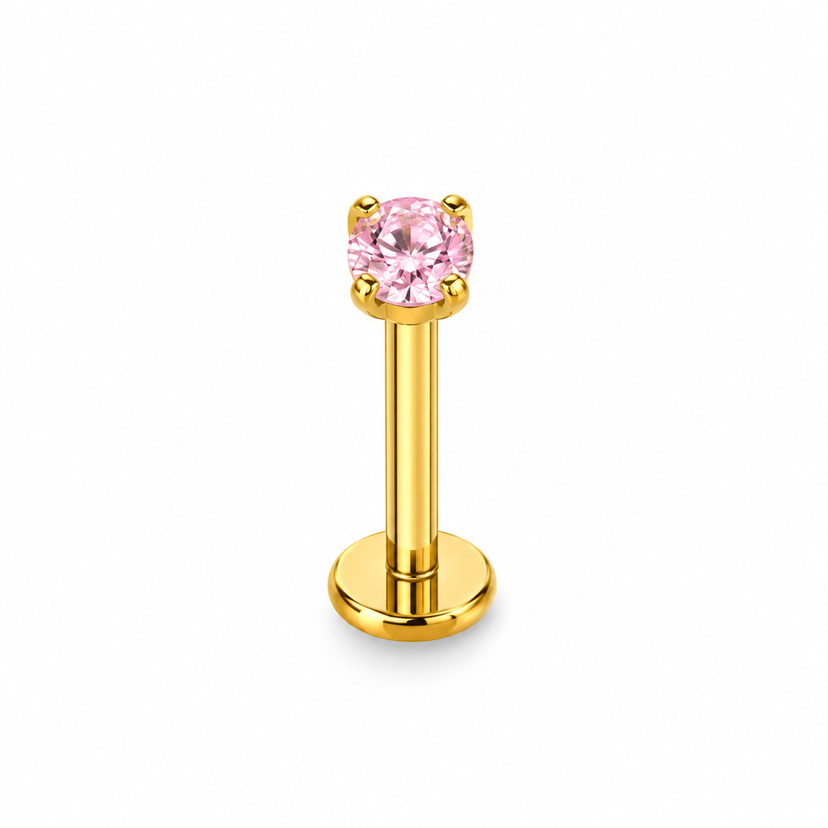 Piercing circonia rosa titanio