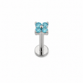 Piercing mini flor de 4 celeste plateada titanio