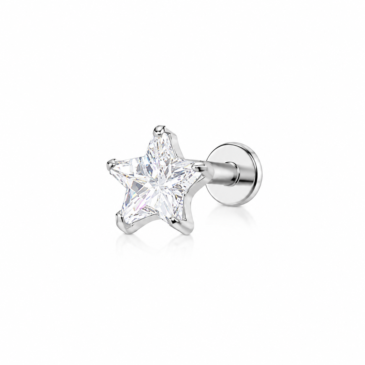 Piercing estrella circonia plateada titanio