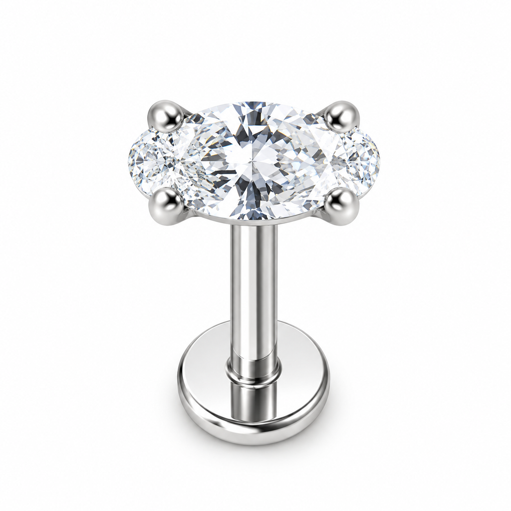 Piercing ovalo 4mm plateado titanio