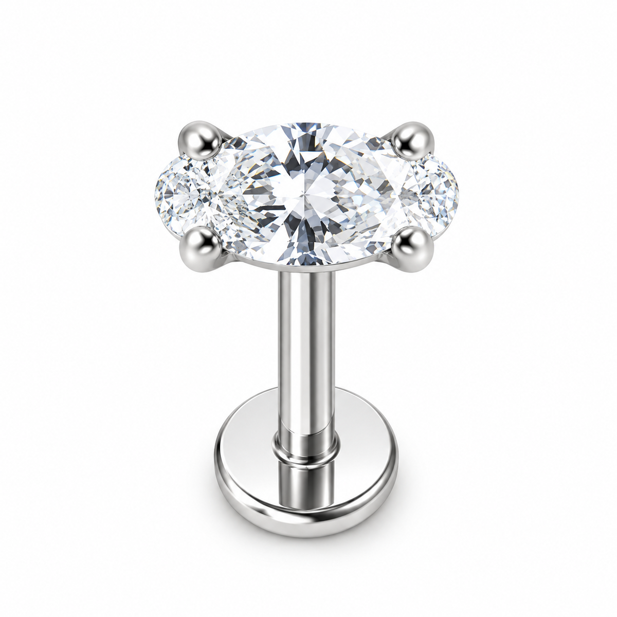 Piercing ovalo 4mm plateado titanio