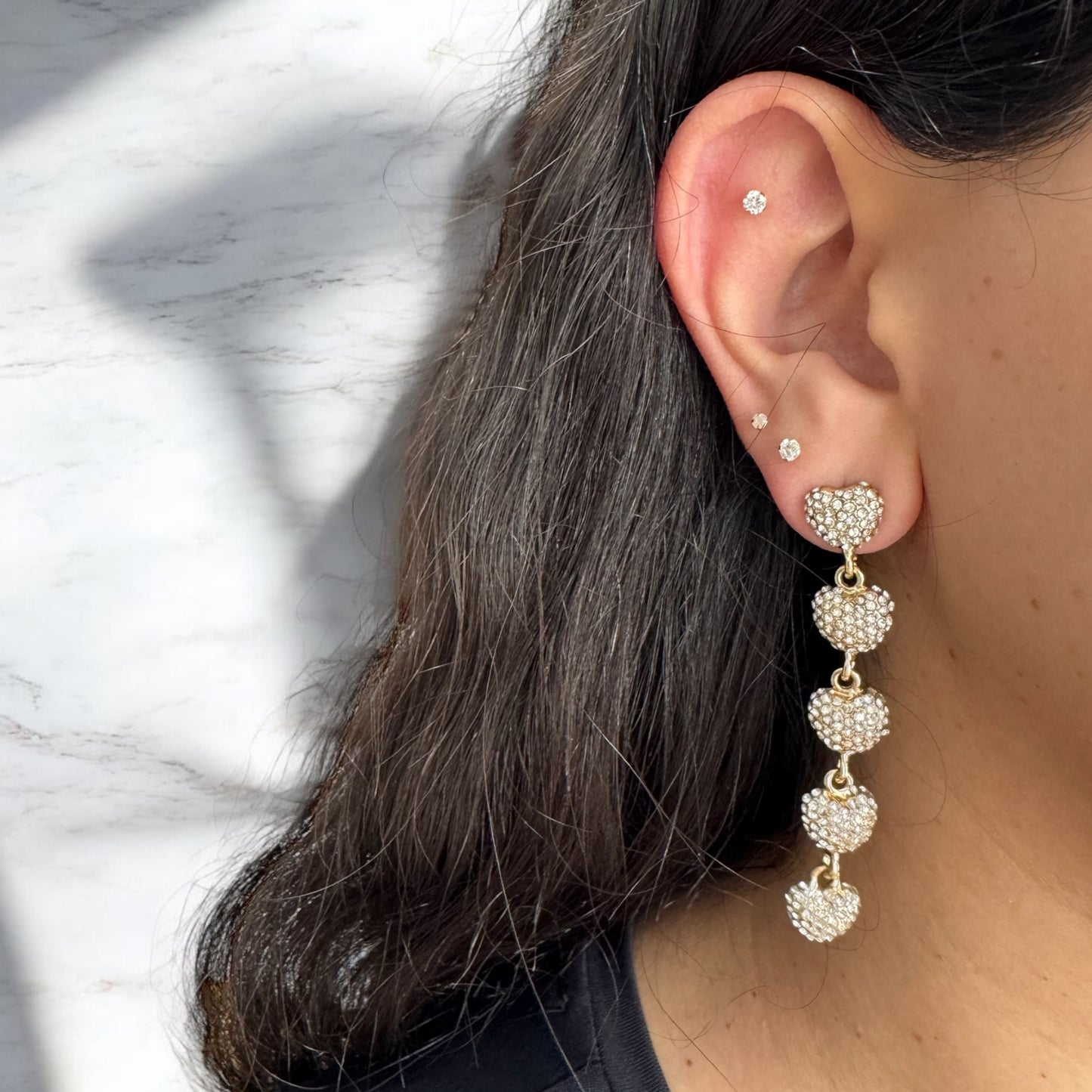 Pave heart earrings