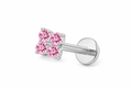 Piercing mini flor rosa plateada titanio