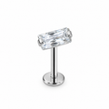 Piercing mini rectangulo de zirconia plateado titanio