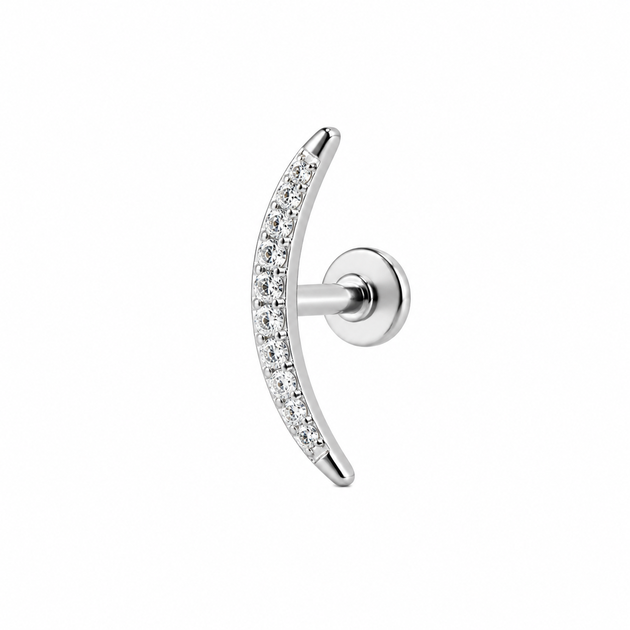 Piercing caminera larga plateada titanio