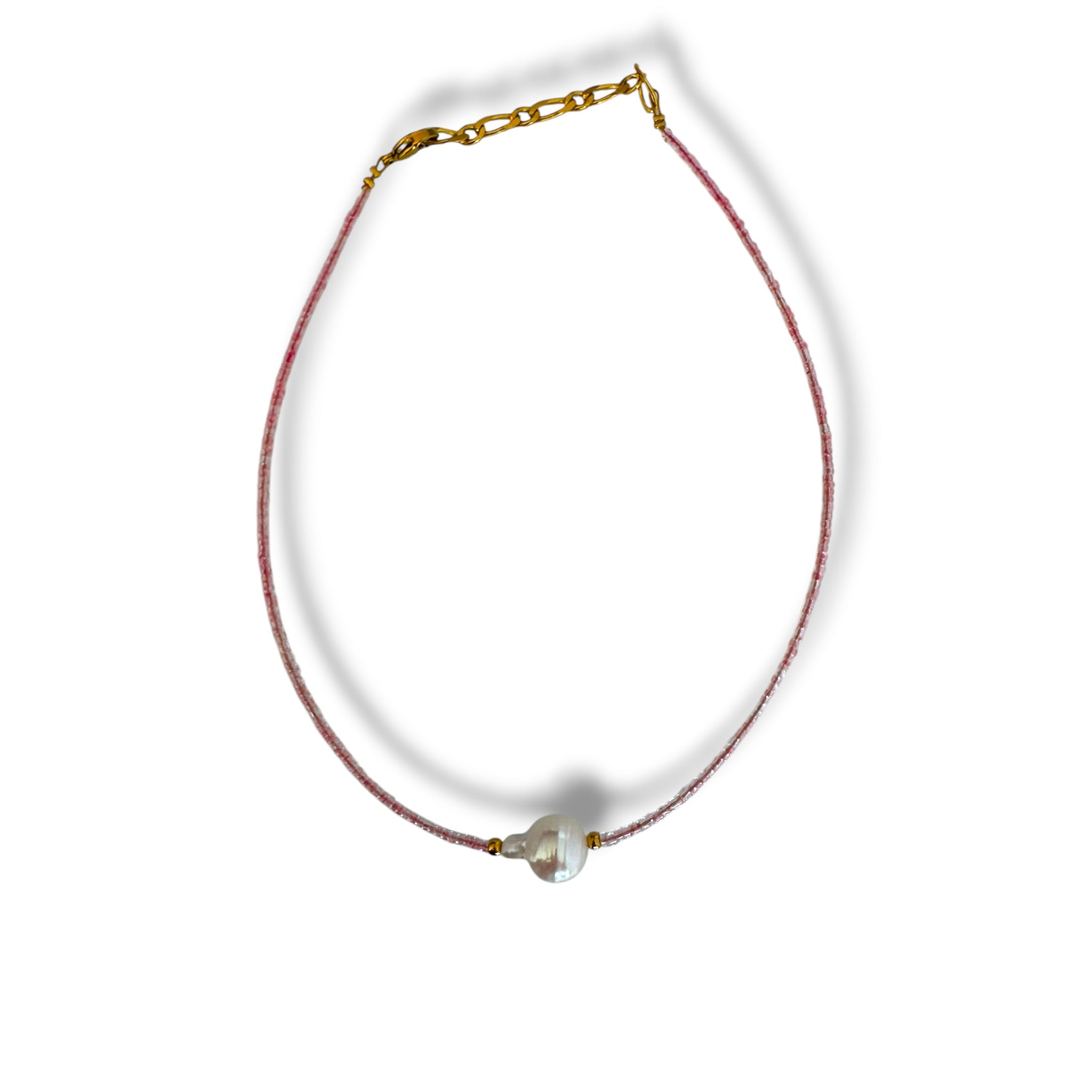 Collar rosa y perla barroca