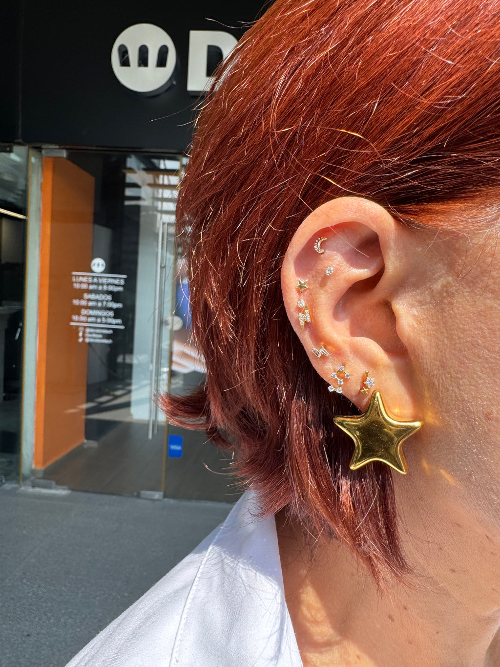 Piercing zigzag baguette plateado titanio