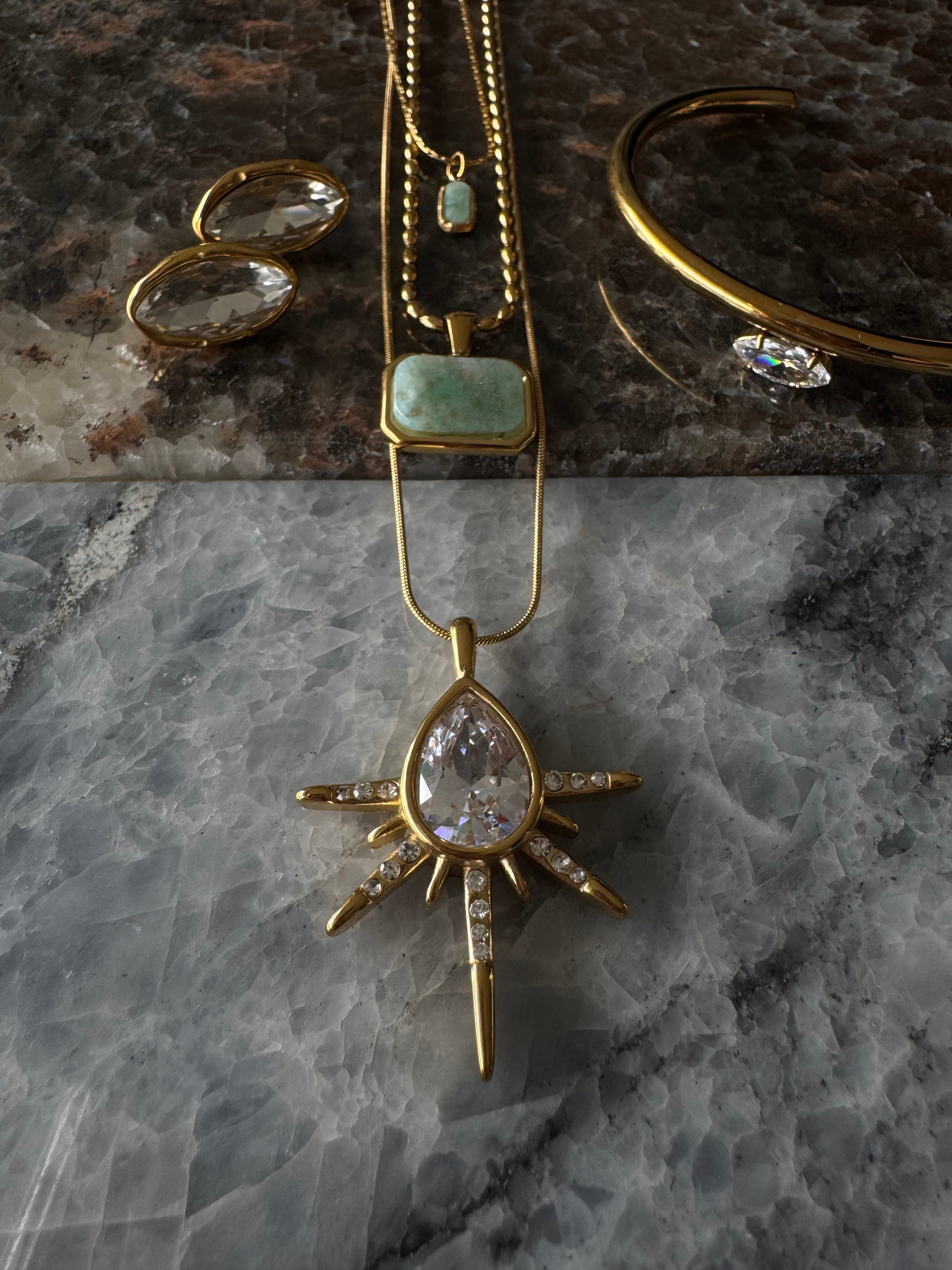 Collar mini rectángulo turquesa