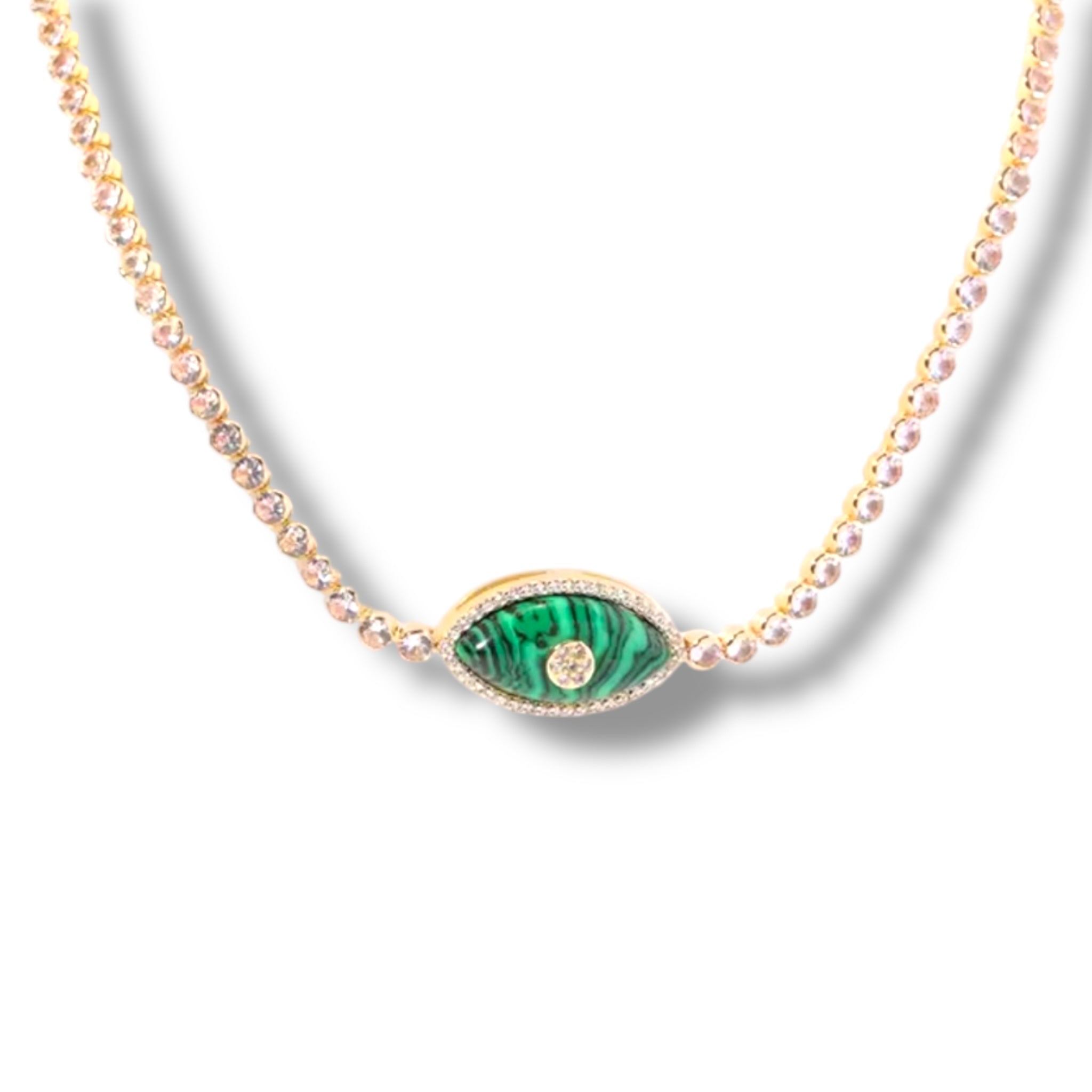 Green evil eye necklace