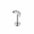 Piercing luna con circonias plateada