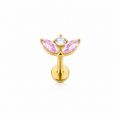 Piercing petalos rosas y circonia titanio