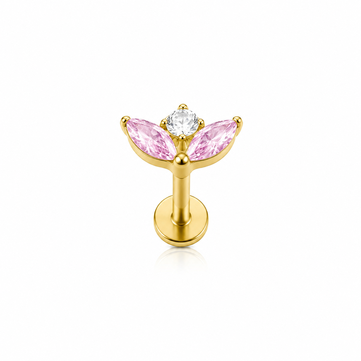 Piercing petalos rosas y circonia titanio