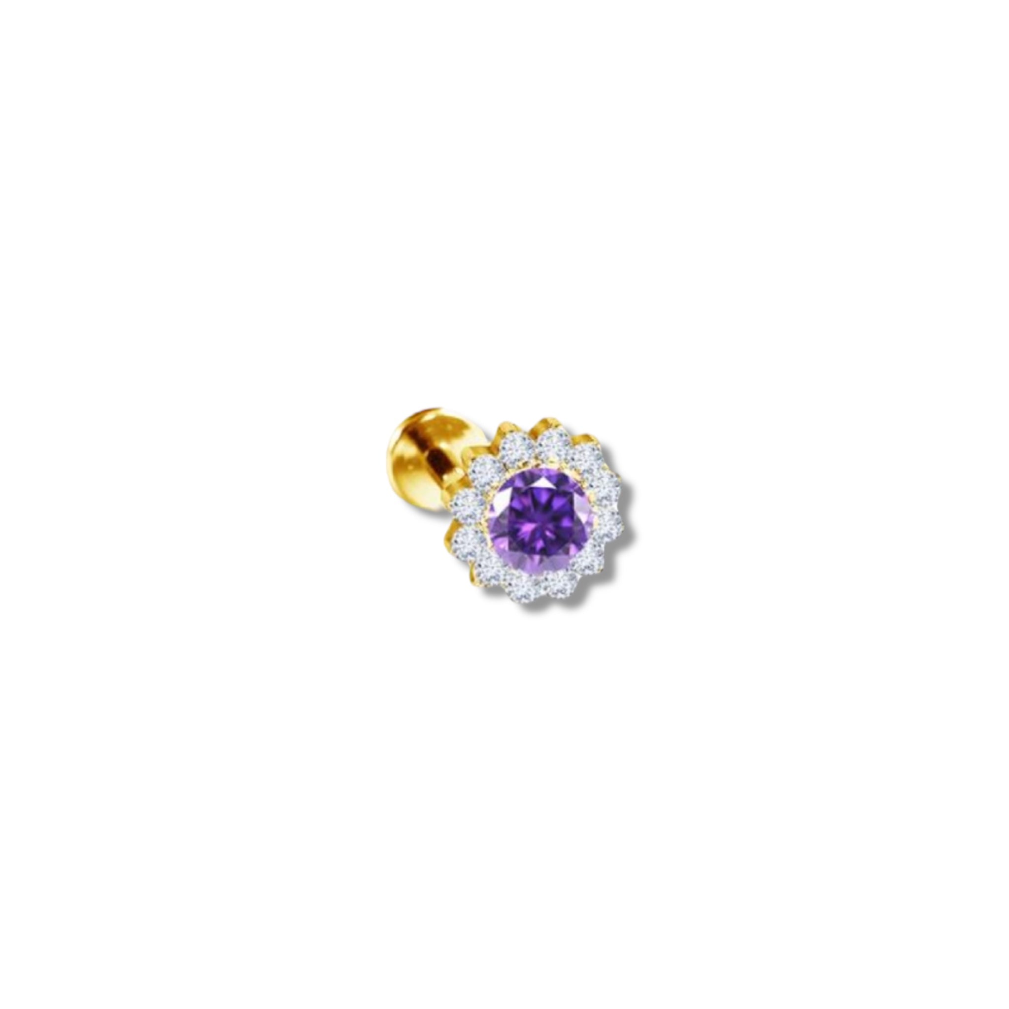 Piercing flor blanca y morada titanio