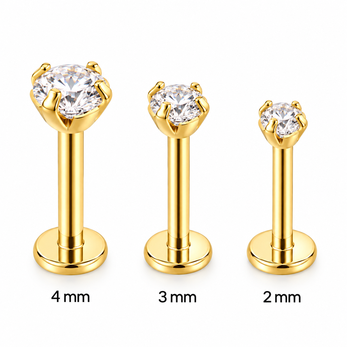 Piercing zirconia blanca titanio (2mm, 3mm y 4mm)