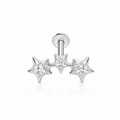 Piercing caminera 3 estrellas plateadas titanio