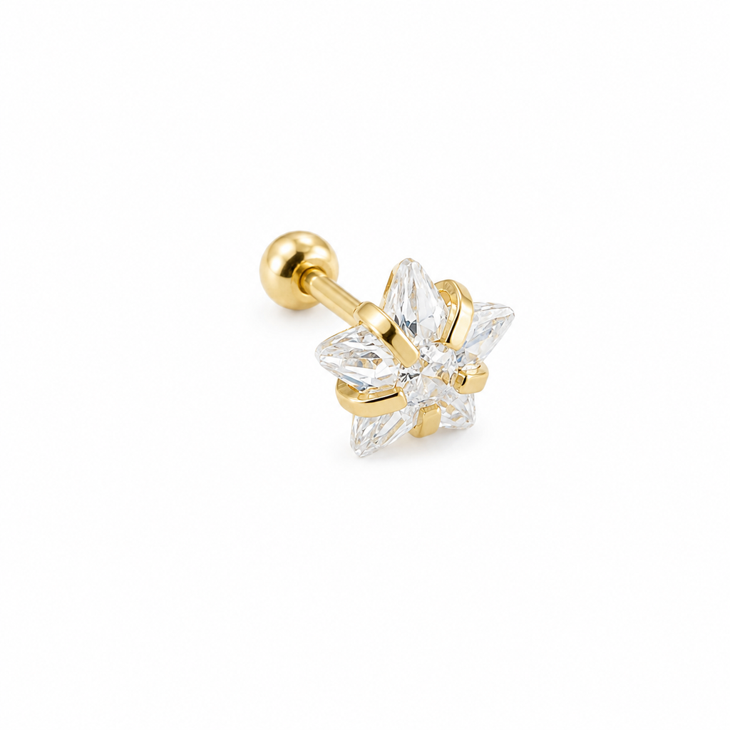 Piercing estrella zirconia oro 10k