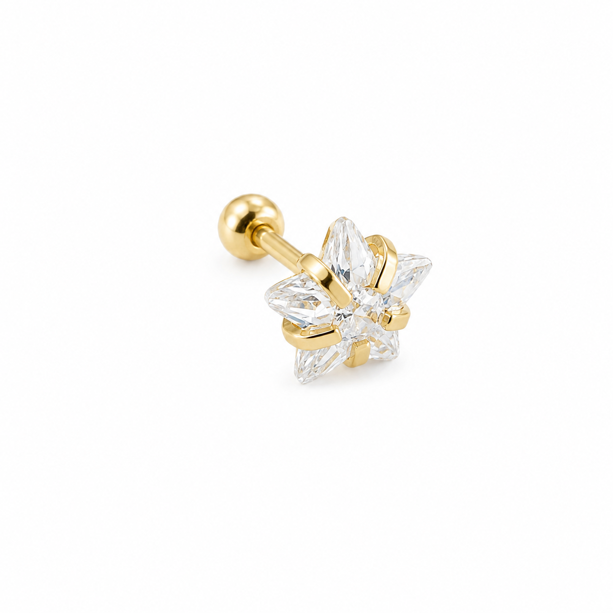 Piercing estrella zirconia oro 10k