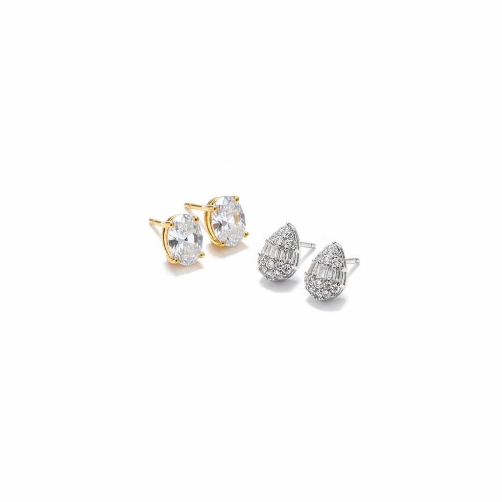 Studs básicos zirconia dorados