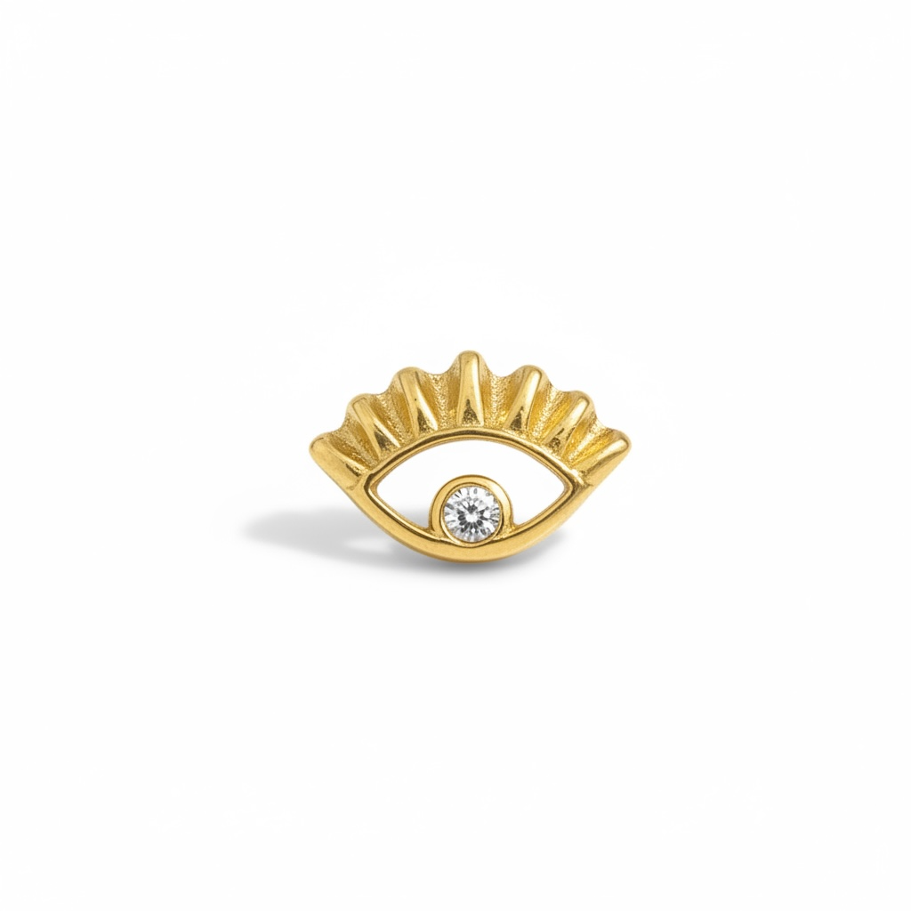 Piercing ojo blanco pestañas oro 10k