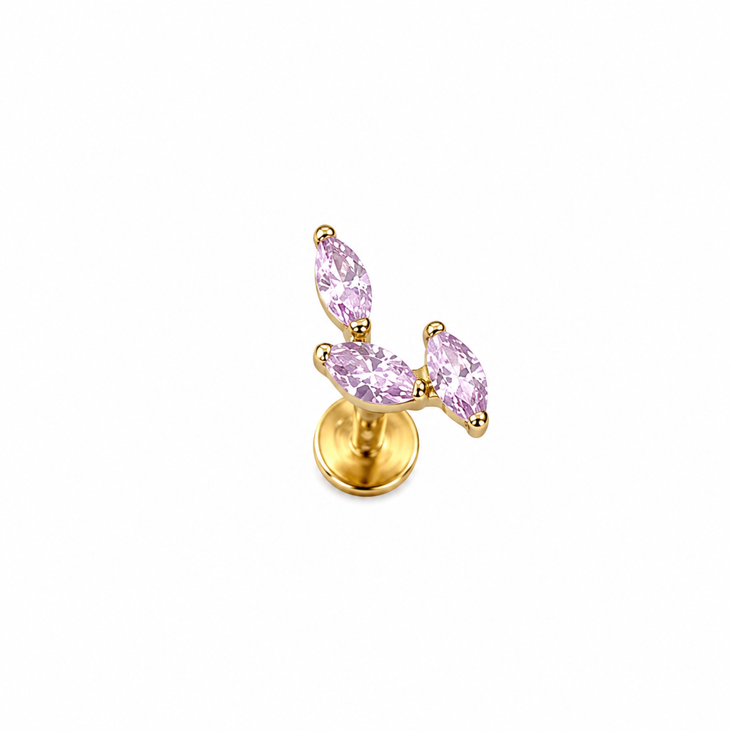 Piercing caminera pétalos rosas titanio