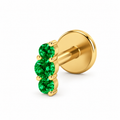 Piercing mini caminera de 3 zirconias verdes titanio