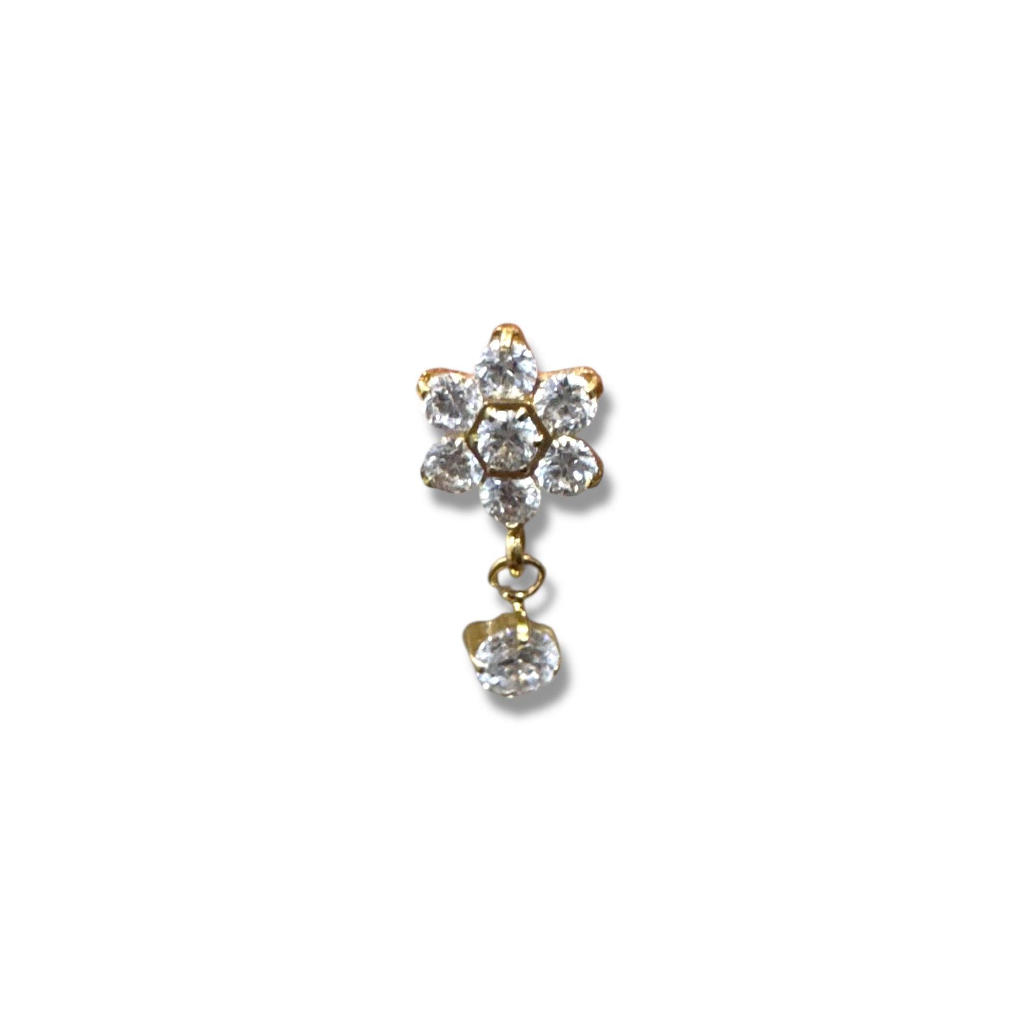 Piercing flor con zirconia colgante titanio