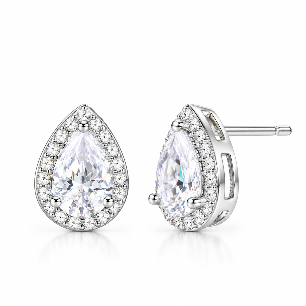 Silver pear studs