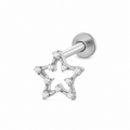 Piercing estrella silueta circonias plateada titanio
