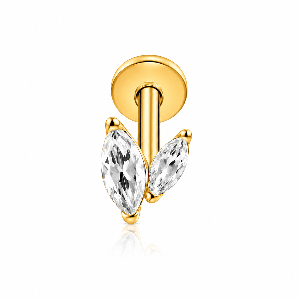 Piercing ovalos blancos titanio