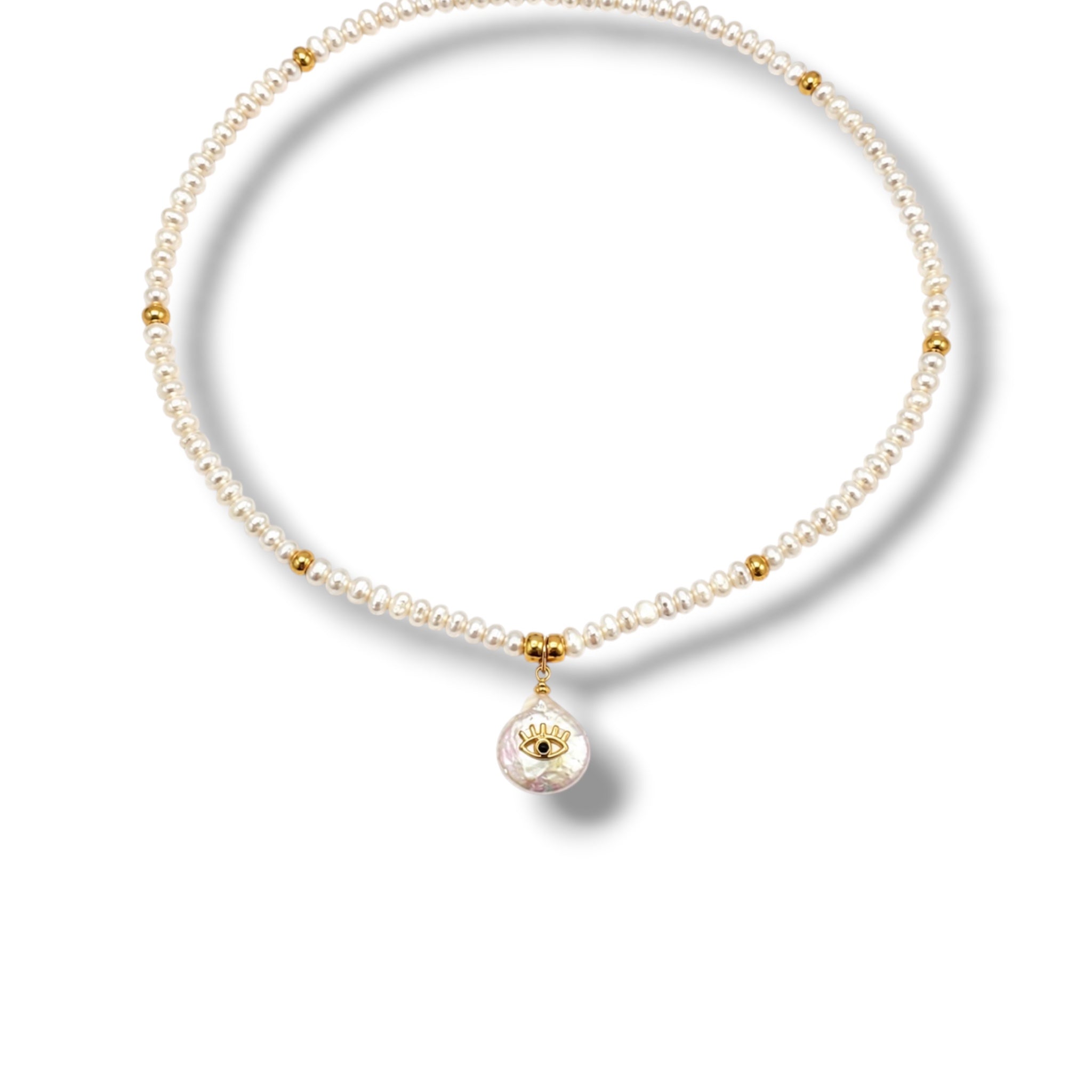 Collar de ojo con perlas