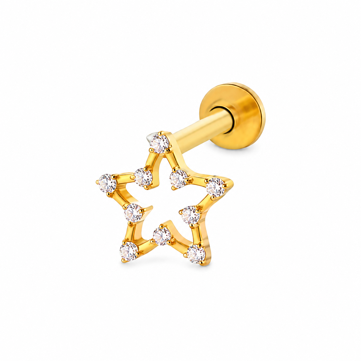 Piercing estrella silueta circonias titanio