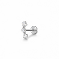 Piercing caminera de 3 zirconias plateadas titanio