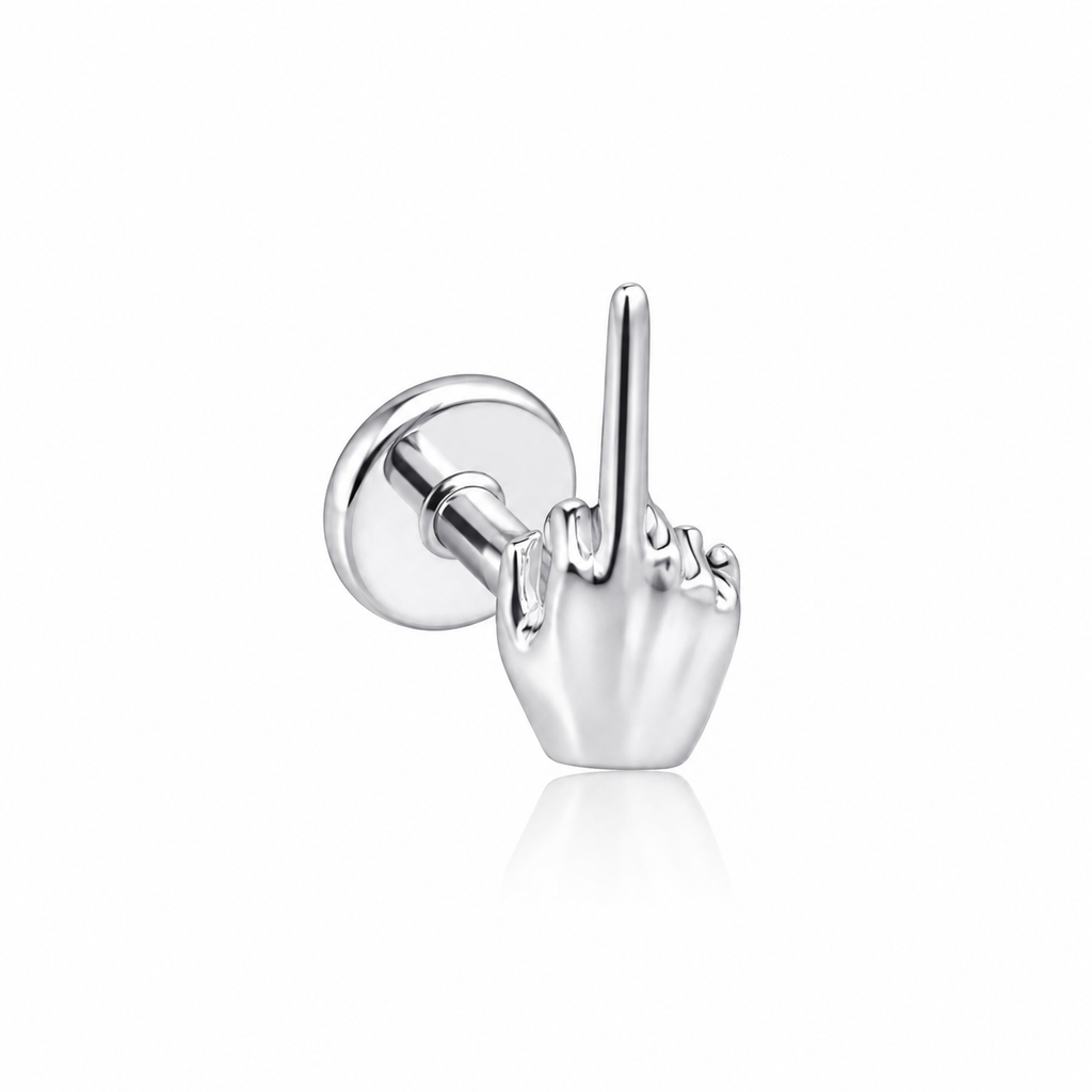 Piercing middle finger plateado titanio