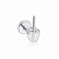 Piercing middle finger plateado titanio